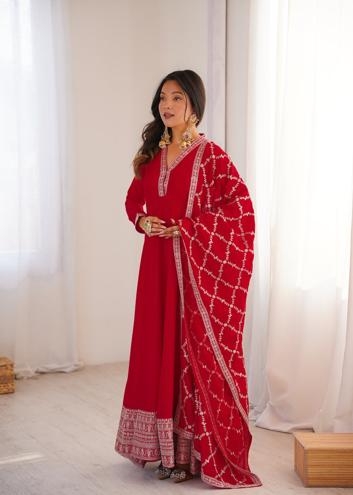 PRESENTING NEW HIGH END PREMIUM QUALITY PURE BLOOMING VICHITRA SILK FABRIC FULLY FLARE GOWN, WITH DUPATTA SET