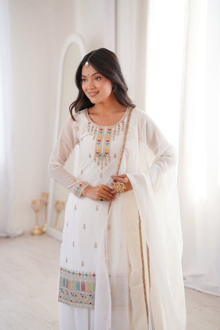 PURE SOFT CRUNCHY SILK FABRIC TOP, SHARARA WITH DUPATTA SET READY TO WEAR