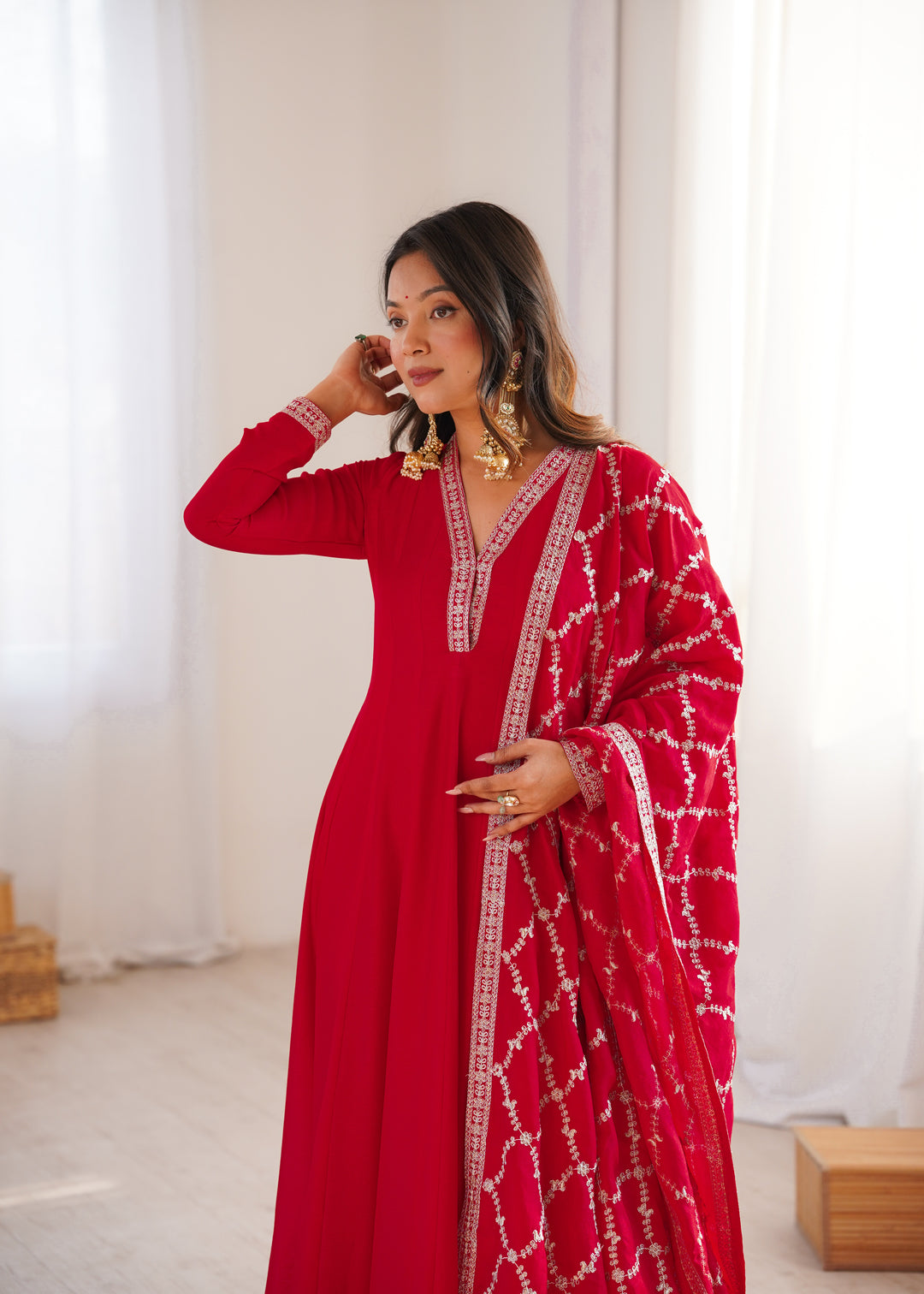 PRESENTING NEW HIGH END PREMIUM QUALITY PURE BLOOMING VICHITRA SILK FABRIC FULLY FLARE GOWN, WITH DUPATTA SET