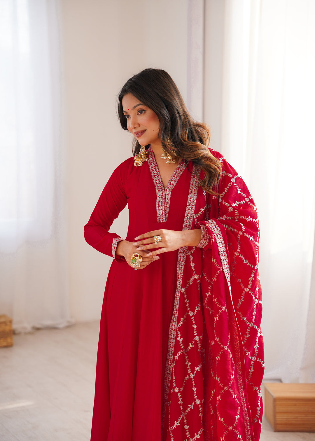 PRESENTING NEW HIGH END PREMIUM QUALITY PURE BLOOMING VICHITRA SILK FABRIC FULLY FLARE GOWN, WITH DUPATTA SET