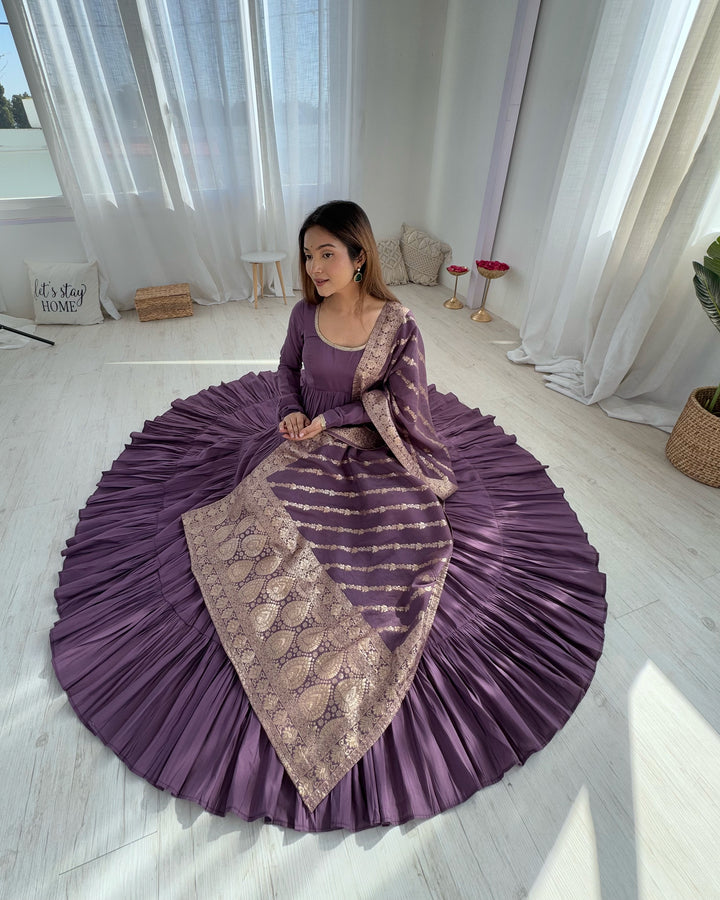 PURE SOFT FOX GEORGETTE FULL FLAIR LAYRED ANARKALI SET