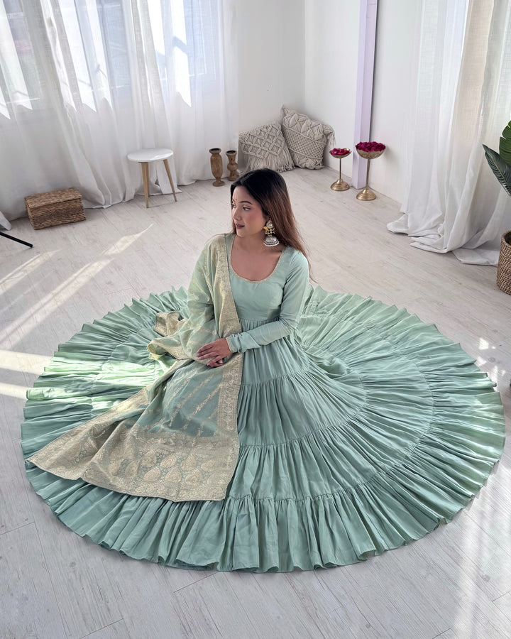 PURE SOFT FOX GEORGETTE FULL FLAIR LAYRED ANARKALI SET
