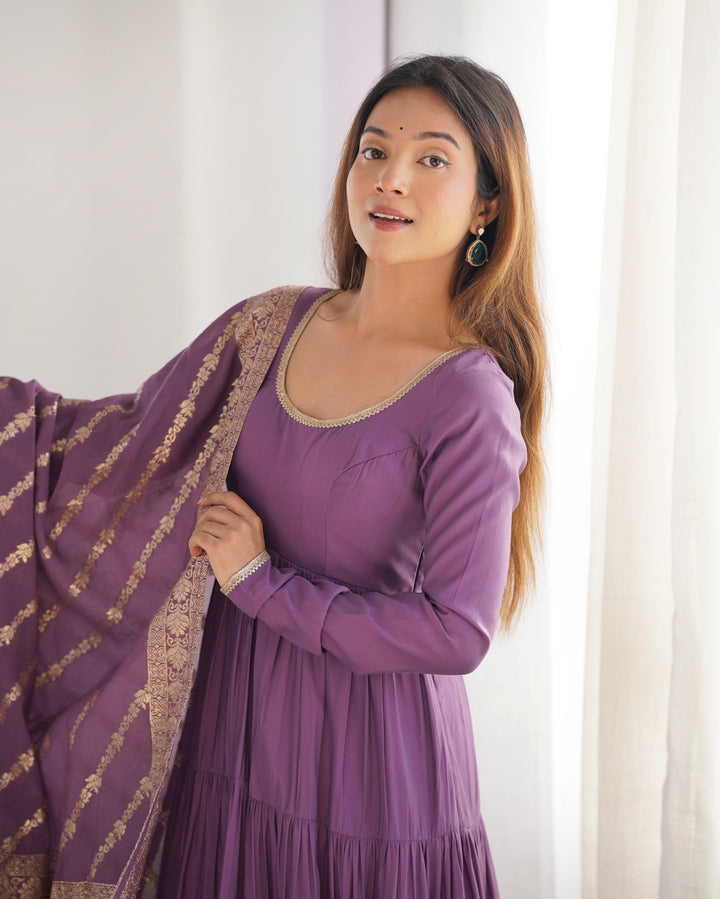 PURE SOFT FOX GEORGETTE FULL FLAIR LAYRED ANARKALI SET