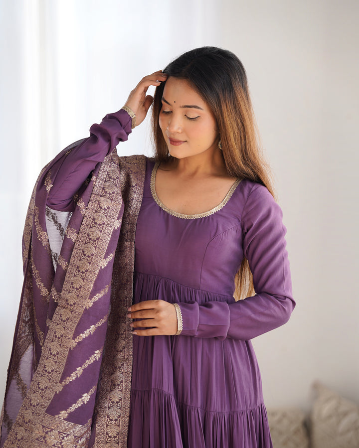 PURE SOFT FOX GEORGETTE FULL FLAIR LAYRED ANARKALI SET