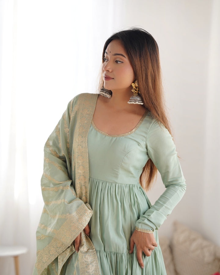 PURE SOFT FOX GEORGETTE FULL FLAIR LAYRED ANARKALI SET