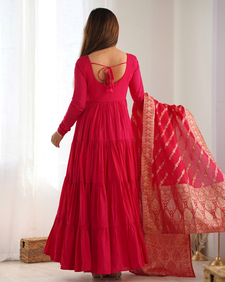 PURE SOFT FOX GEORGETTE FULL FLAIR LAYRED ANARKALI SET