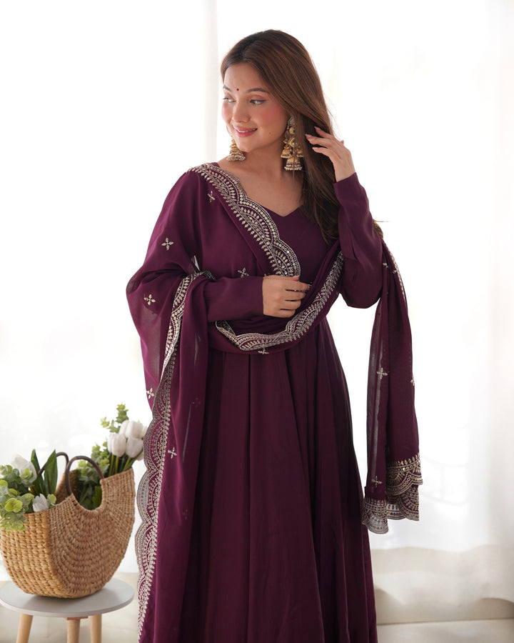 PURE CHANDERI FABRIC FULLY FLAIR ANARKALI SET