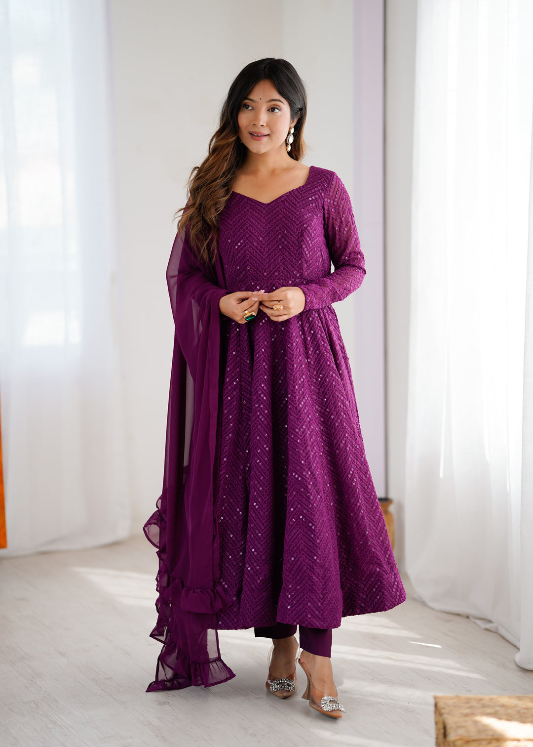 FULLY FLAIR KALI PATTERN AND CANVAS PATTA WITH DUPPTA SET, PENT READY TO WEAR
