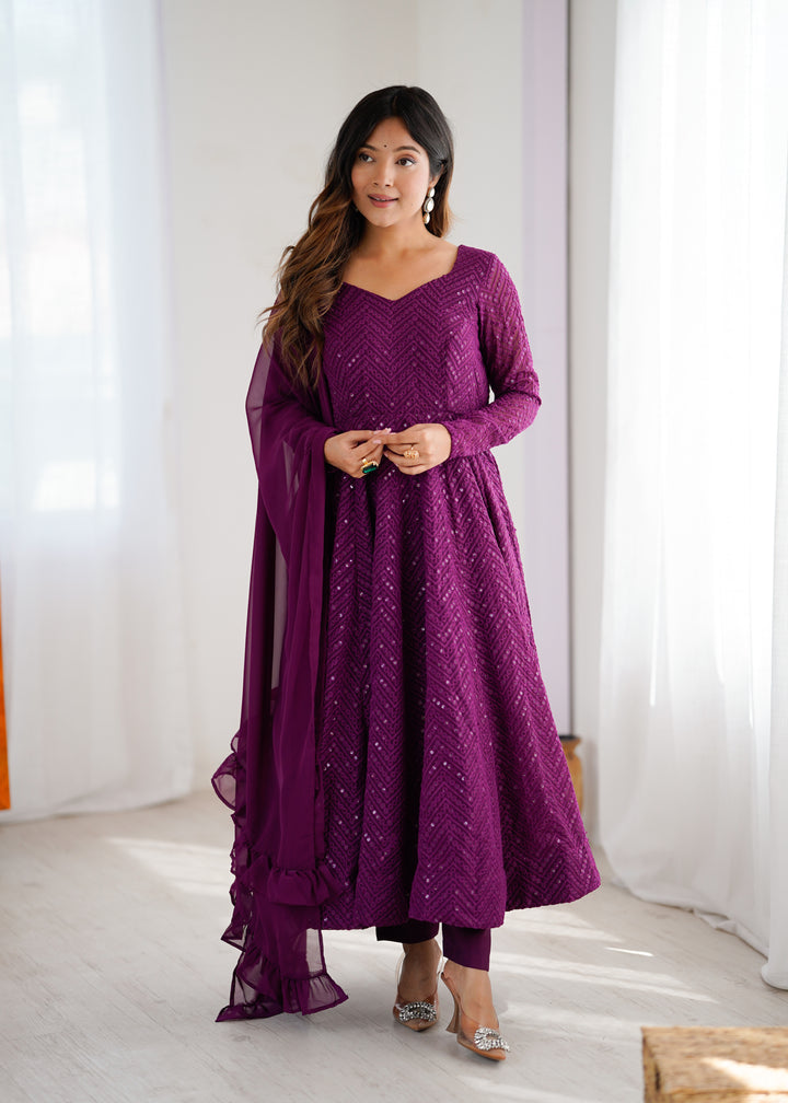 FULLY FLAIR KALI PATTERN AND CANVAS PATTA WITH DUPPTA SET, PENT READY TO WEAR