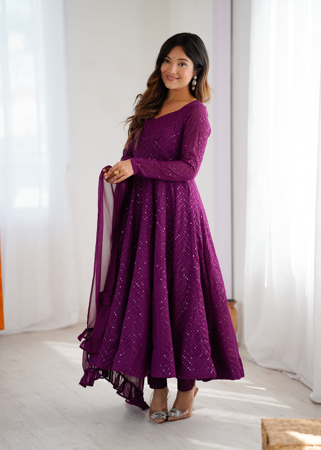 FULLY FLAIR KALI PATTERN AND CANVAS PATTA WITH DUPPTA SET, PENT READY TO WEAR