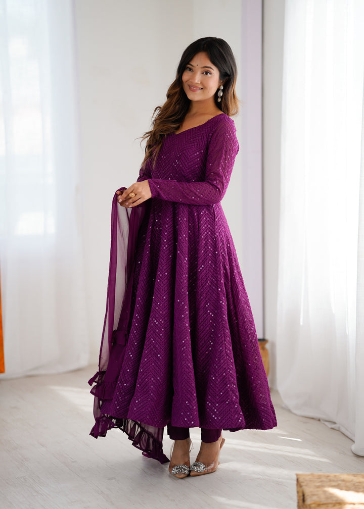 FULLY FLAIR KALI PATTERN AND CANVAS PATTA WITH DUPPTA SET, PENT READY TO WEAR