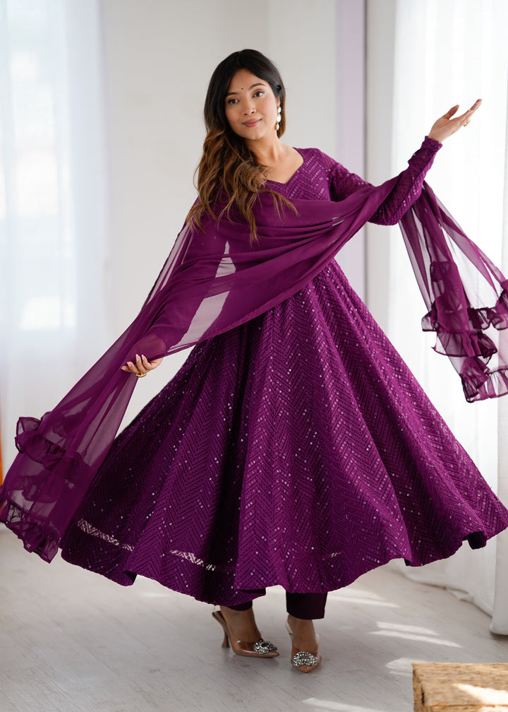 FULLY FLAIR KALI PATTERN AND CANVAS PATTA WITH DUPPTA SET, PENT READY TO WEAR