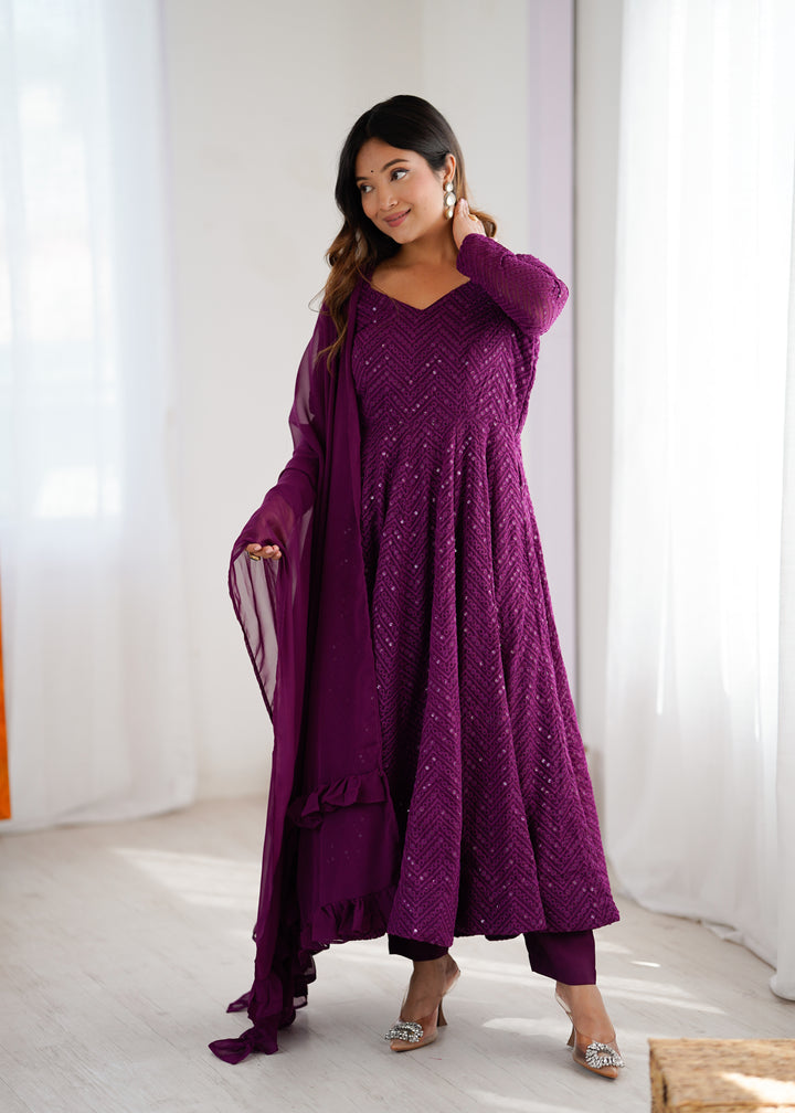 FULLY FLAIR KALI PATTERN AND CANVAS PATTA WITH DUPPTA SET, PENT READY TO WEAR
