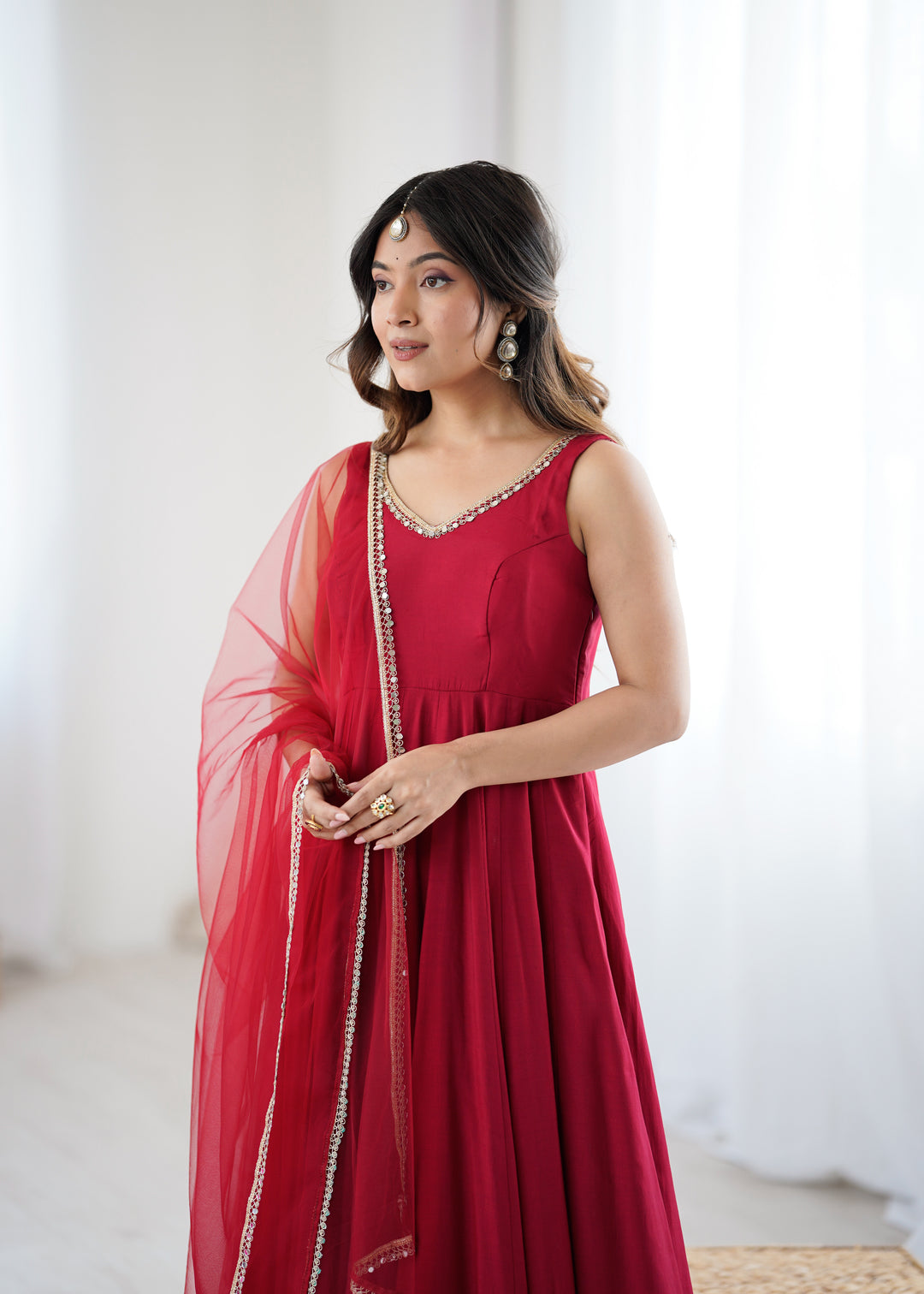PURE SOFT FOX GEORGETTE FABRIC FULLY FLAIR ANARKALI, WITH DUPATTA SET, PENT READY TO WEAR