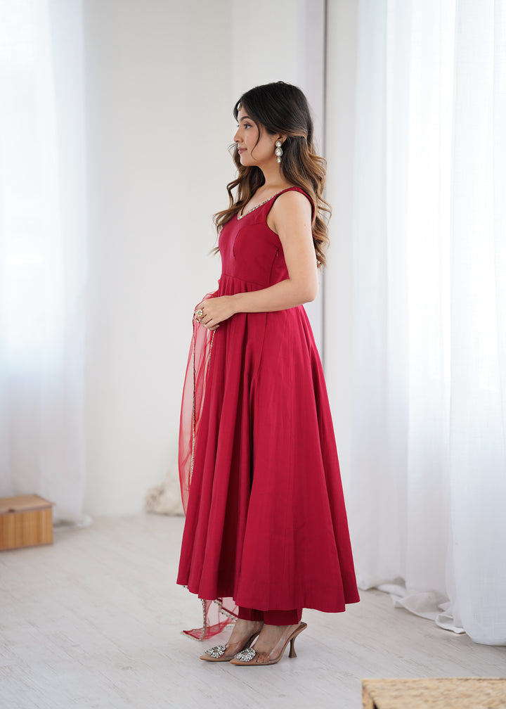 PURE SOFT FOX GEORGETTE FABRIC FULLY FLAIR ANARKALI, WITH DUPATTA SET, PENT READY TO WEAR