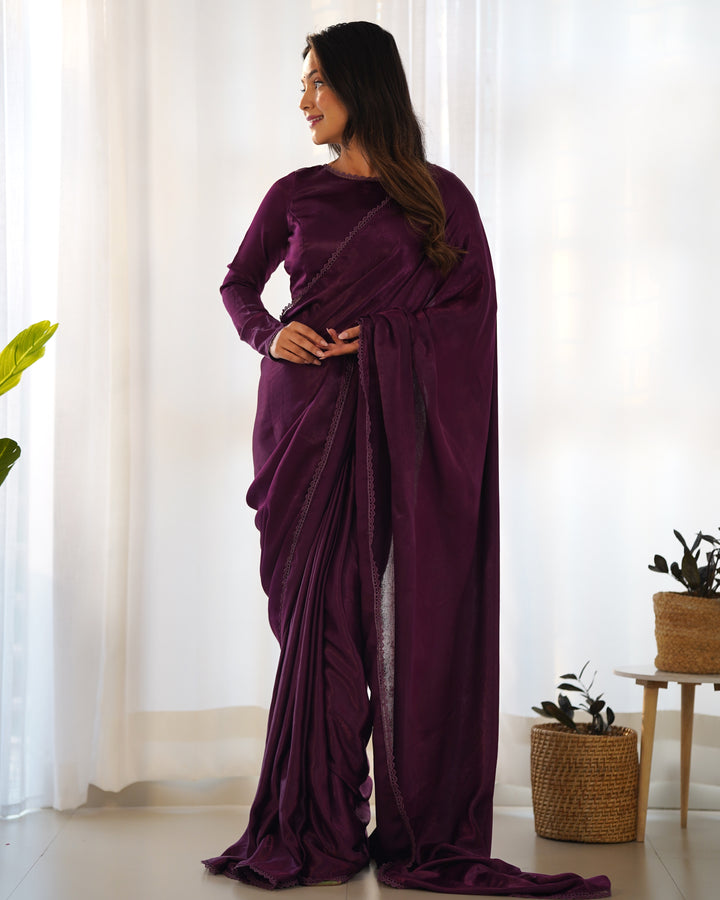 Premium Marble Velvet Ready-to-Wear Pre-Draped Saree with Fully Stitched Blouse