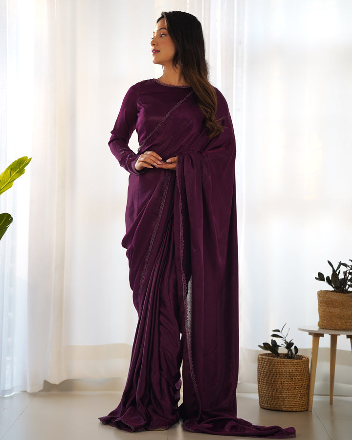 Premium Marble Velvet Ready-to-Wear Pre-Draped Saree with Fully Stitched Blouse