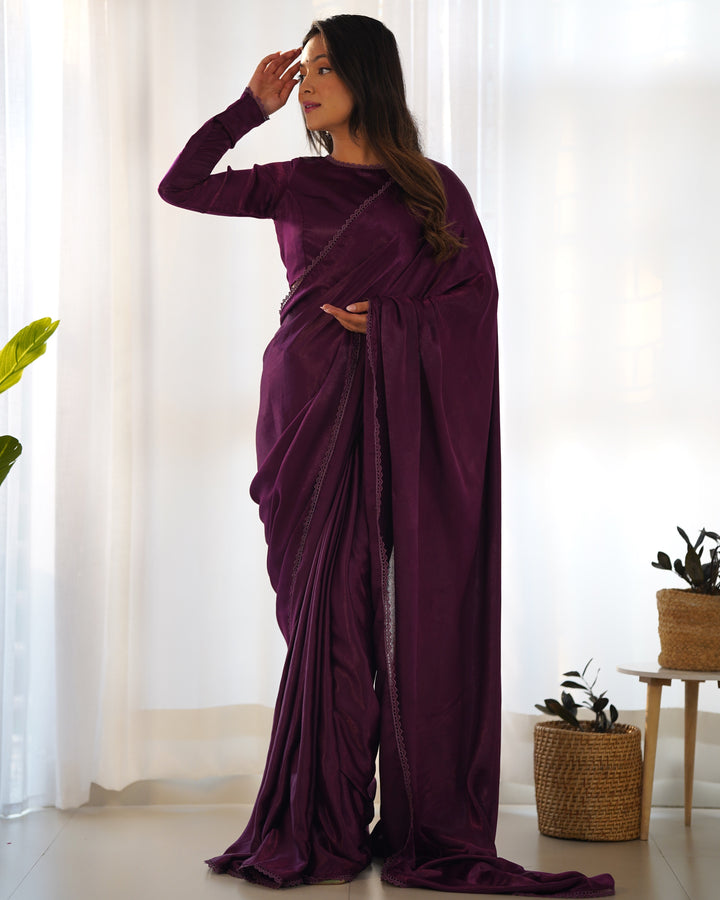 Premium Marble Velvet Ready-to-Wear Pre-Draped Saree with Fully Stitched Blouse