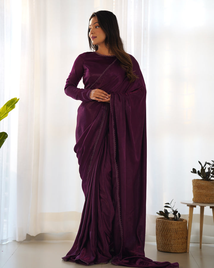 Premium Marble Velvet Ready-to-Wear Pre-Draped Saree with Fully Stitched Blouse
