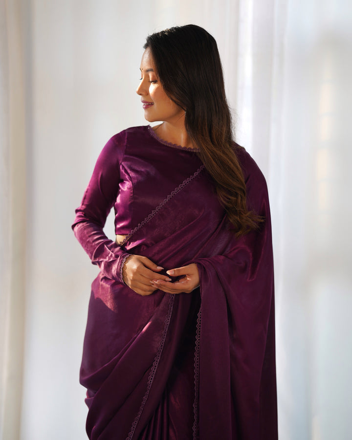 Premium Marble Velvet Ready-to-Wear Pre-Draped Saree with Fully Stitched Blouse