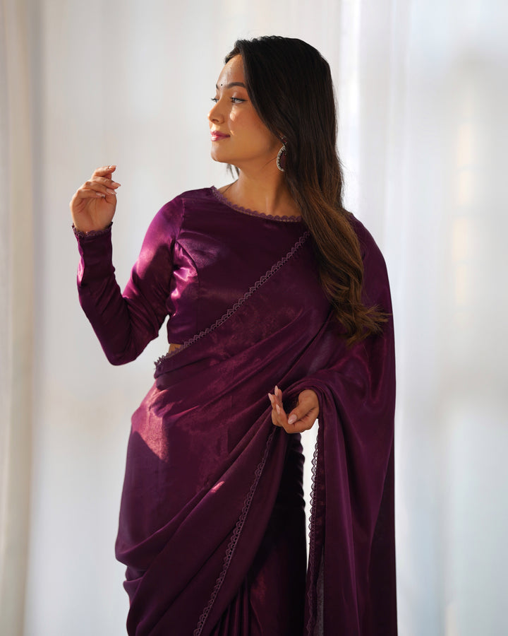 Premium Marble Velvet Ready-to-Wear Pre-Draped Saree with Fully Stitched Blouse