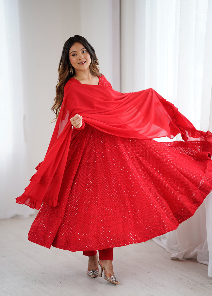 FULLY FLAIR KALI PATTERN AND CANVAS PATTA WITH DUPPTA SET, PENT READY TO WEAR