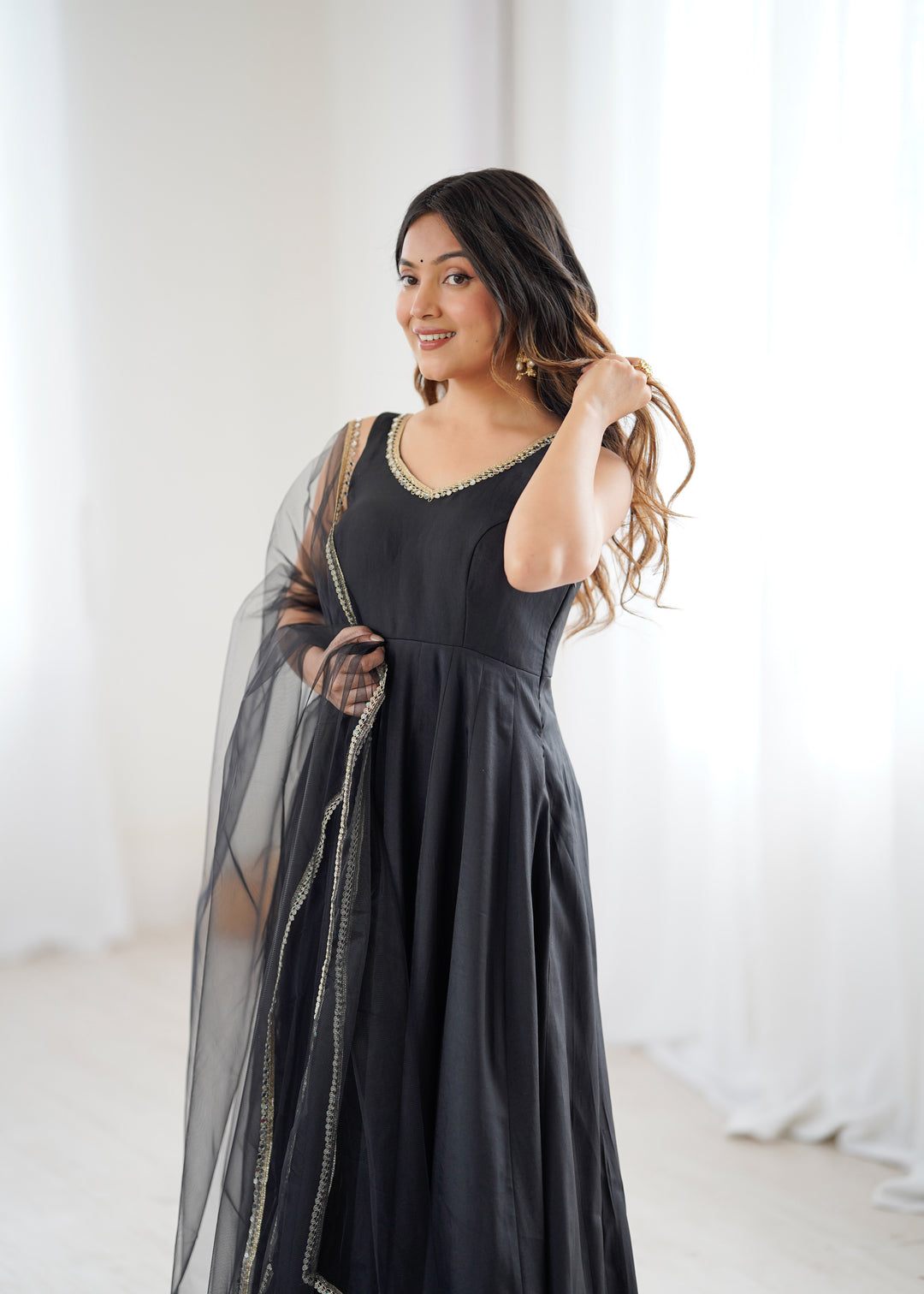 PURE ROMANSILK CHANDERI FABRIC FULLY FLAIR ANARKALI,WITH DUPPTA SET,PENT READY TO WEAR