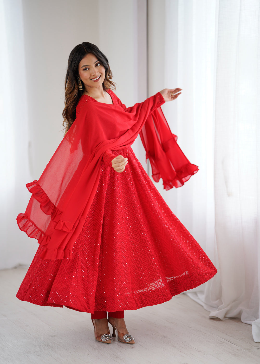 FULLY FLAIR KALI PATTERN AND CANVAS PATTA WITH DUPPTA SET, PENT READY TO WEAR