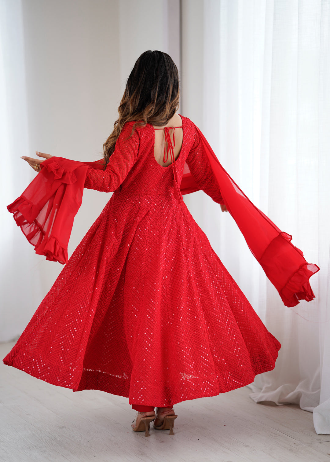 FULLY FLAIR KALI PATTERN AND CANVAS PATTA WITH DUPPTA SET, PENT READY TO WEAR