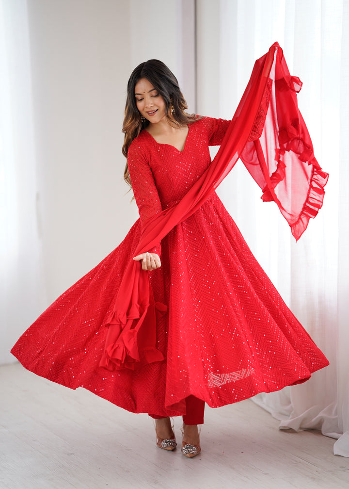 FULLY FLAIR KALI PATTERN AND CANVAS PATTA WITH DUPPTA SET, PENT READY TO WEAR