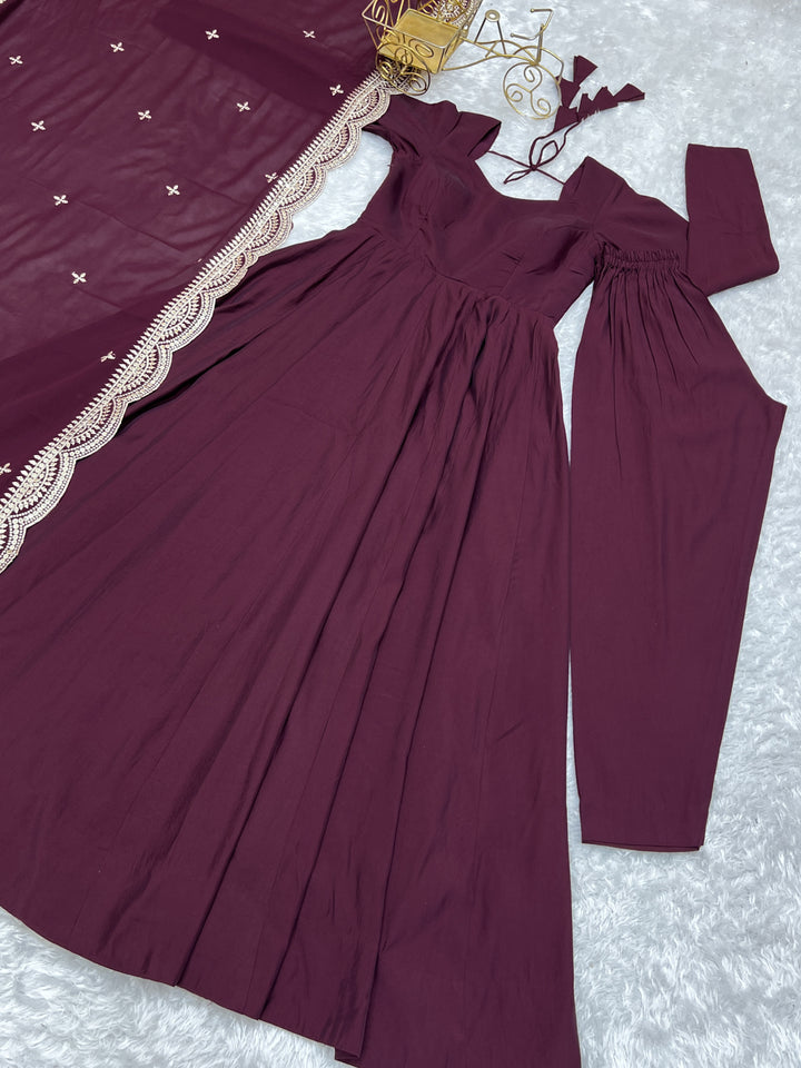 PURE CHANDERI FABRIC FULLY FLAIR ANARKALI SET
