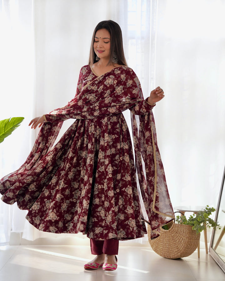 GEORGETTE MULTI FLORAL ANARKALI SUIT