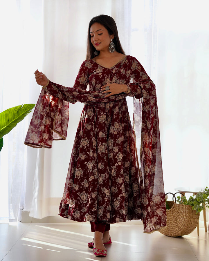 GEORGETTE MULTI FLORAL ANARKALI SUIT