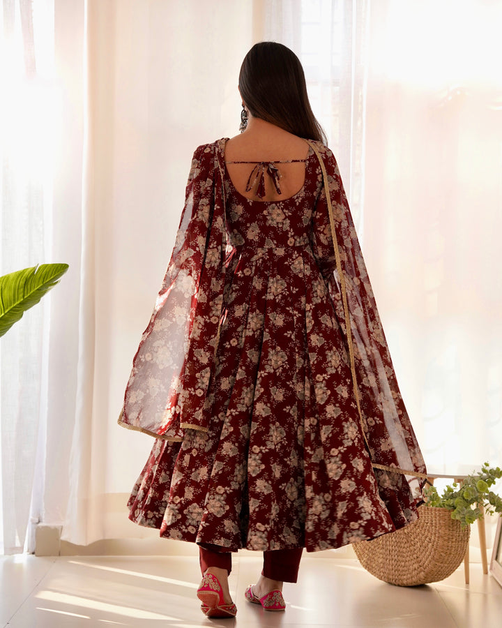 GEORGETTE MULTI FLORAL ANARKALI SUIT