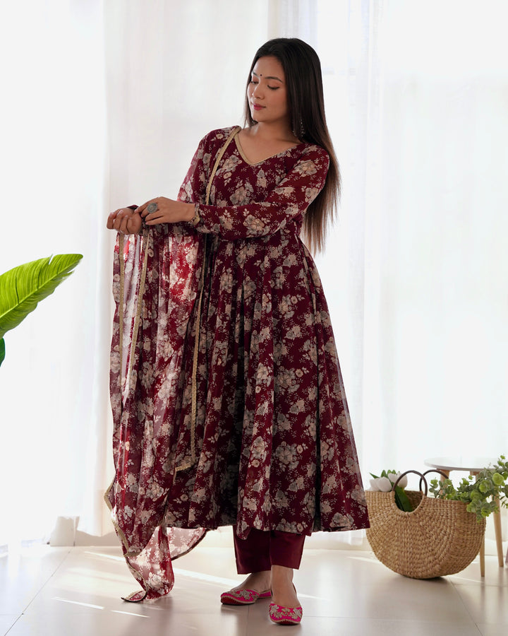 GEORGETTE MULTI FLORAL ANARKALI SUIT