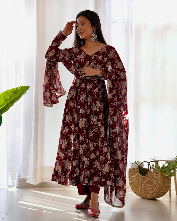 GEORGETTE MULTI FLORAL ANARKALI SUIT