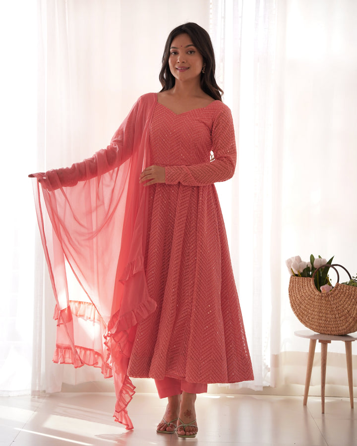 FULLY FLAIR KALI PATTERN AND CANVAS PATTA WITH DUPPTA SET, PENT READY TO WEAR