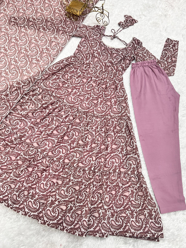 Pure Soft Fox Georgette Print Anarkali with Dupatta & Pants