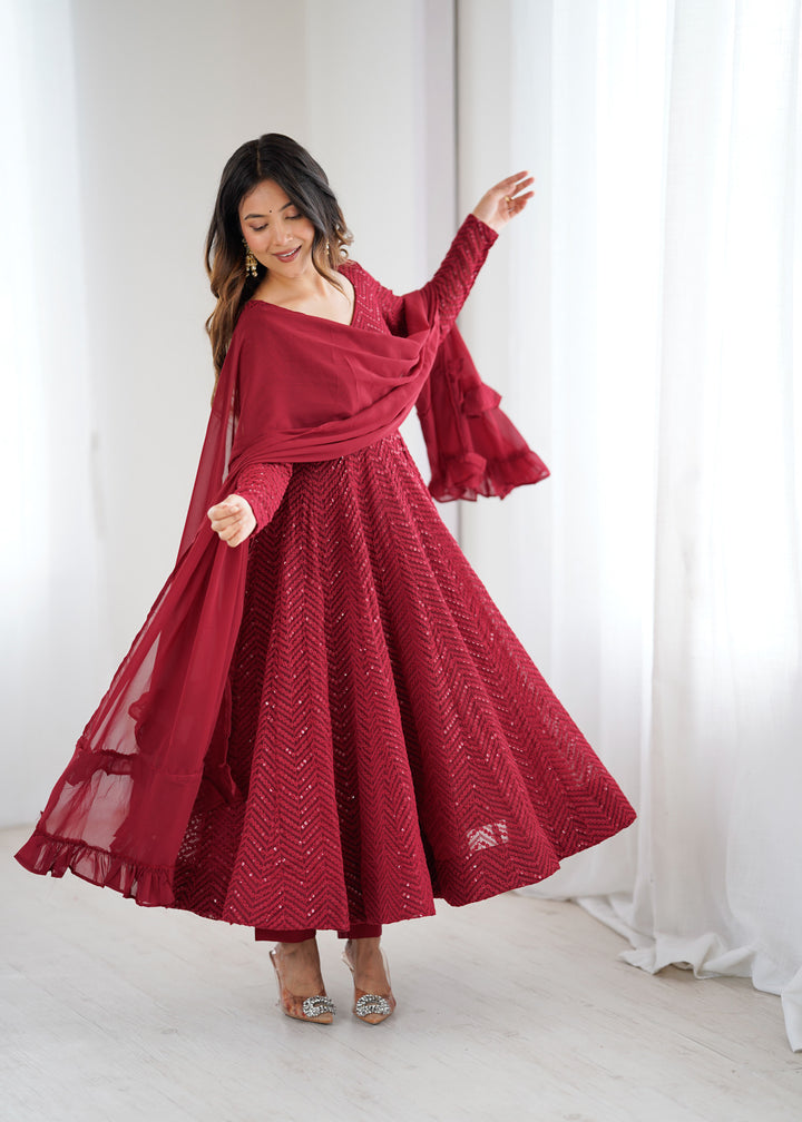 FULLY FLAIR KALI PATTERN AND CANVAS PATTA WITH DUPPTA SET, PENT READY TO WEAR