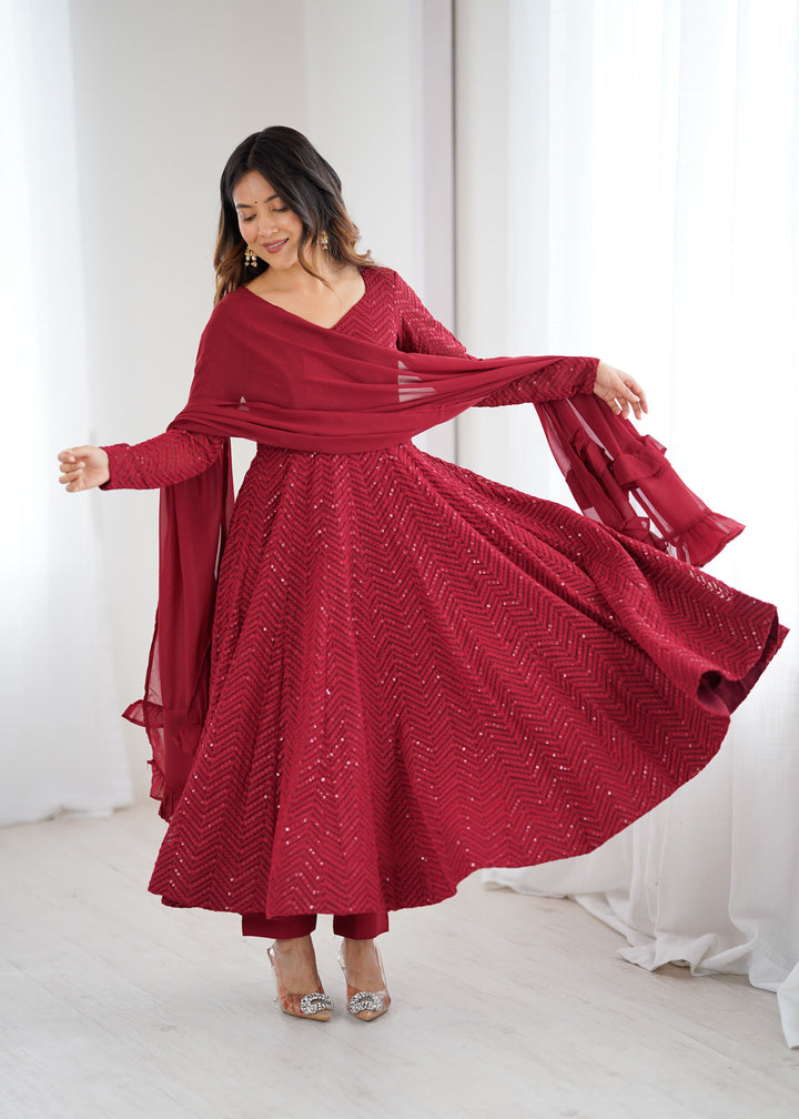 FULLY FLAIR KALI PATTERN AND CANVAS PATTA WITH DUPPTA SET, PENT READY TO WEAR