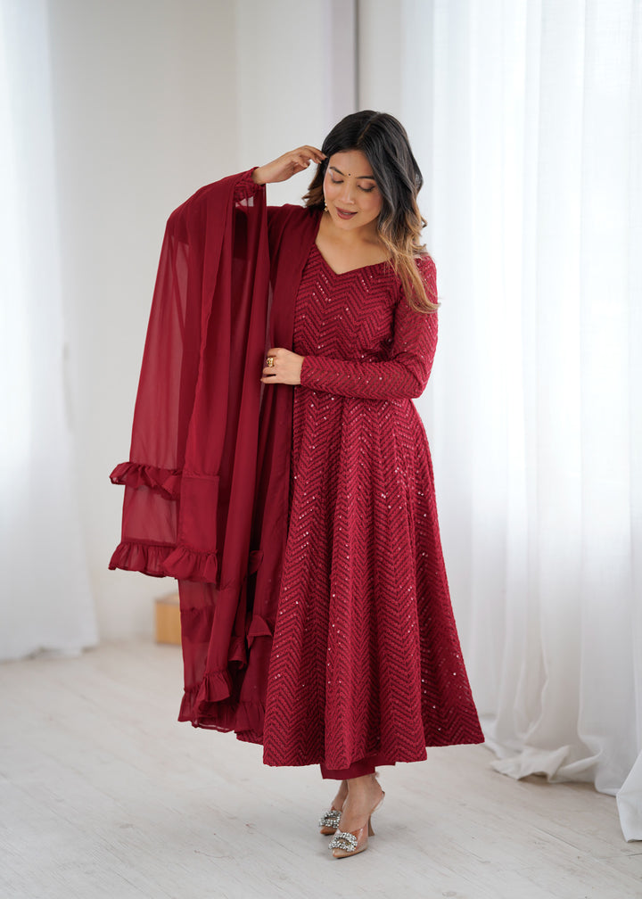 FULLY FLAIR KALI PATTERN AND CANVAS PATTA WITH DUPPTA SET, PENT READY TO WEAR