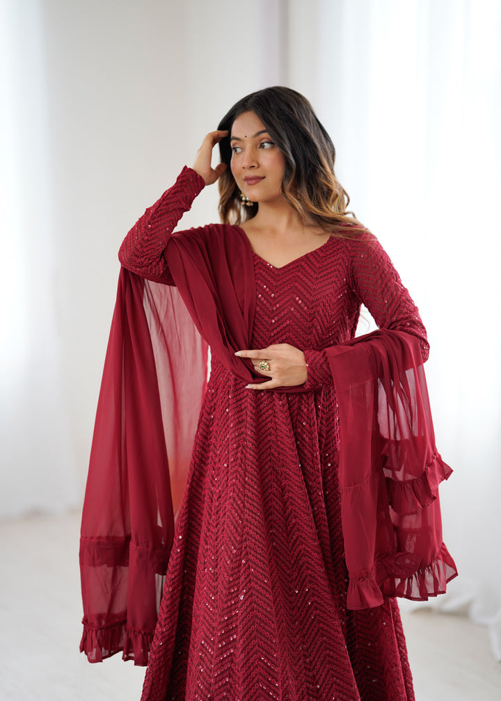 FULLY FLAIR KALI PATTERN AND CANVAS PATTA WITH DUPPTA SET, PENT READY TO WEAR
