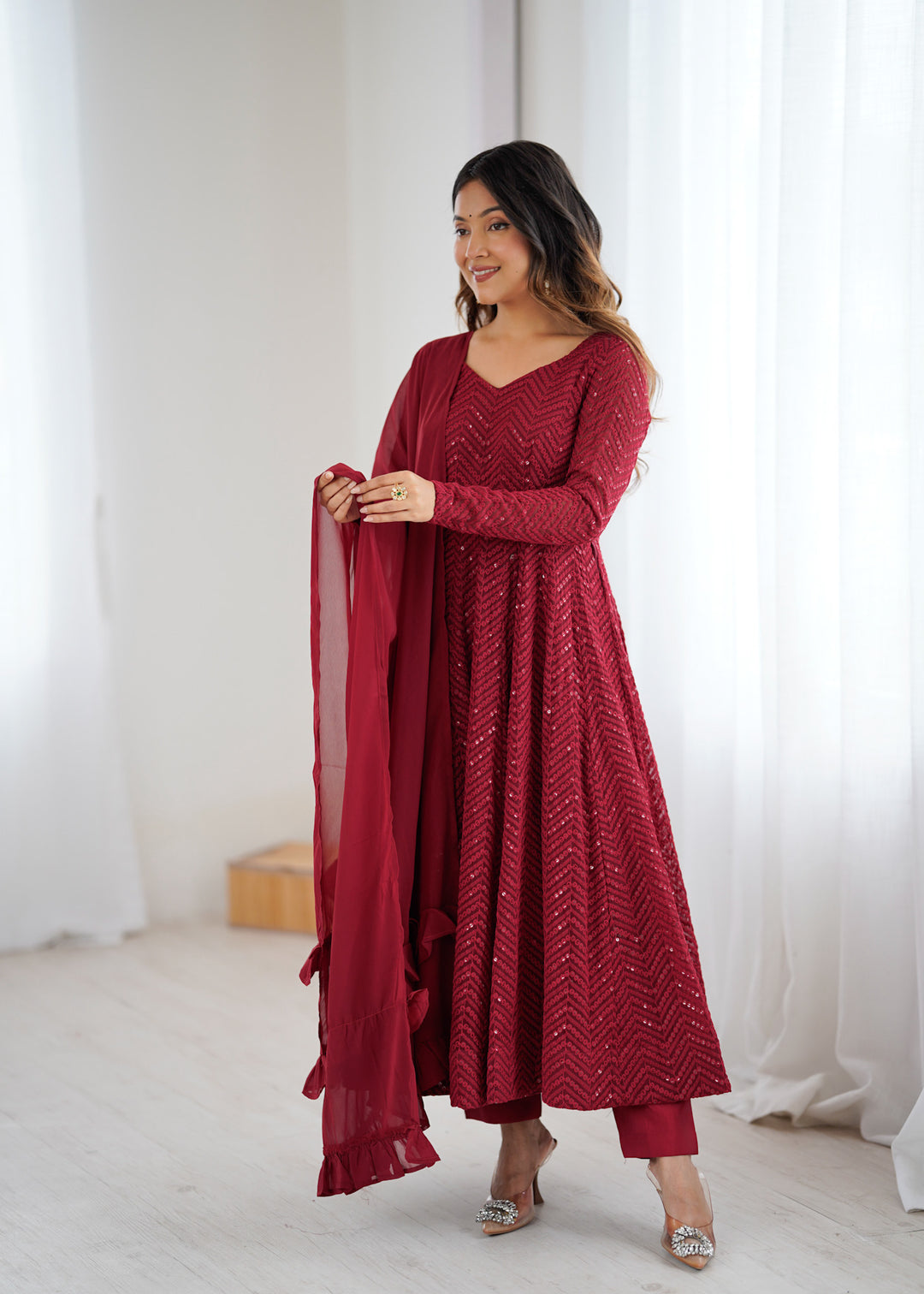 FULLY FLAIR KALI PATTERN AND CANVAS PATTA WITH DUPPTA SET, PENT READY TO WEAR