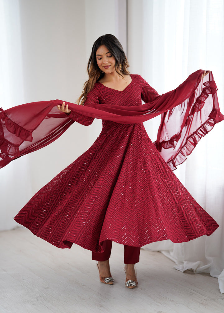 FULLY FLAIR KALI PATTERN AND CANVAS PATTA WITH DUPPTA SET, PENT READY TO WEAR