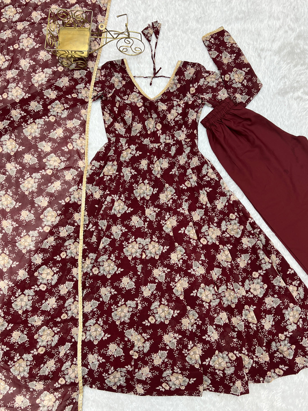GEORGETTE MULTI FLORAL ANARKALI SUIT