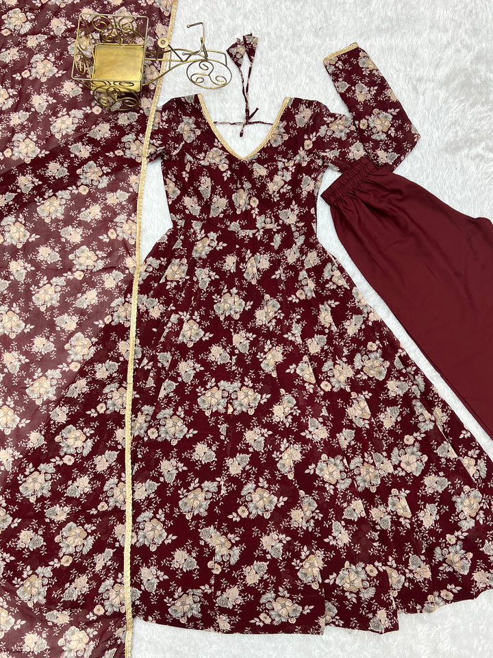GEORGETTE MULTI FLORAL ANARKALI SUIT
