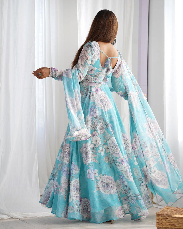 PRESENTING NEW FOX GEORGETTE FLORAL PRINT ANARKALI GOWN DUPATTA FULL SET READY TO WEAR