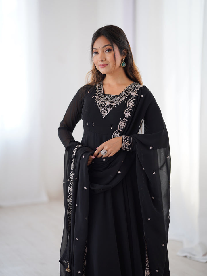 PURE SOFT FOX GEORGETTE FABRIC FULLY FLAIR ANARKALI, WITH DUPATTA SET, PENT READY TO WEAR