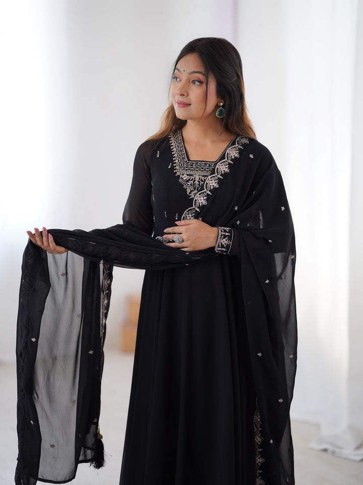 PURE SOFT FOX GEORGETTE FABRIC FULLY FLAIR ANARKALI, WITH DUPATTA SET, PENT READY TO WEAR
