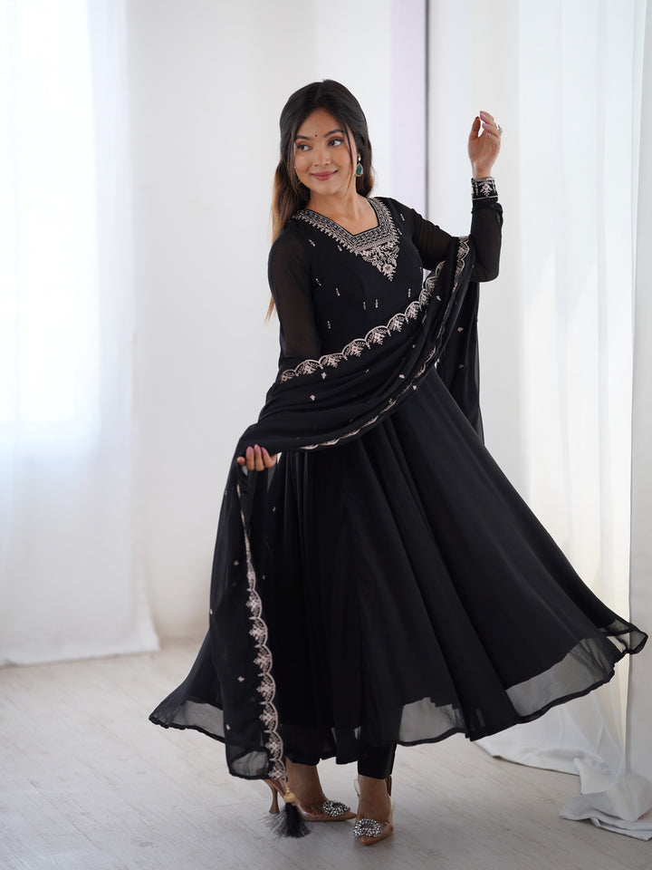 PURE SOFT FOX GEORGETTE FABRIC FULLY FLAIR ANARKALI, WITH DUPATTA SET, PENT READY TO WEAR